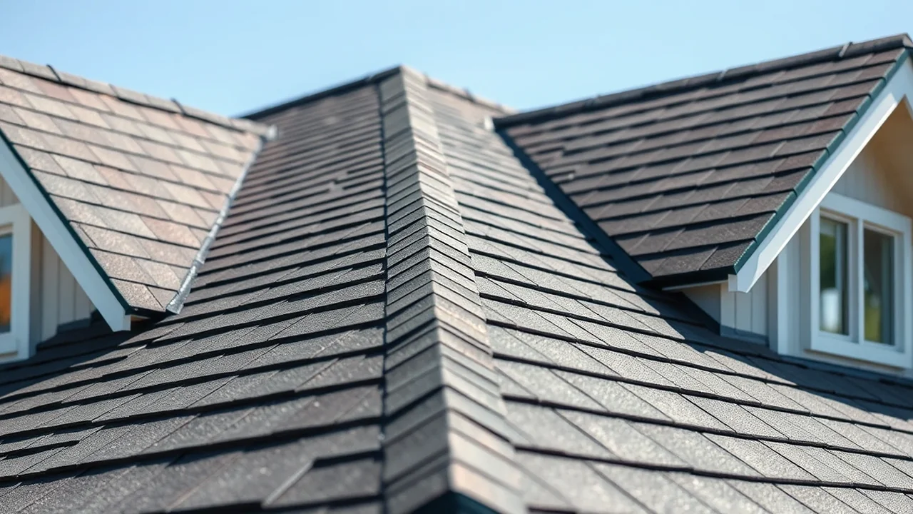 Close-up of a new roof installed in Bargersville, Indiana