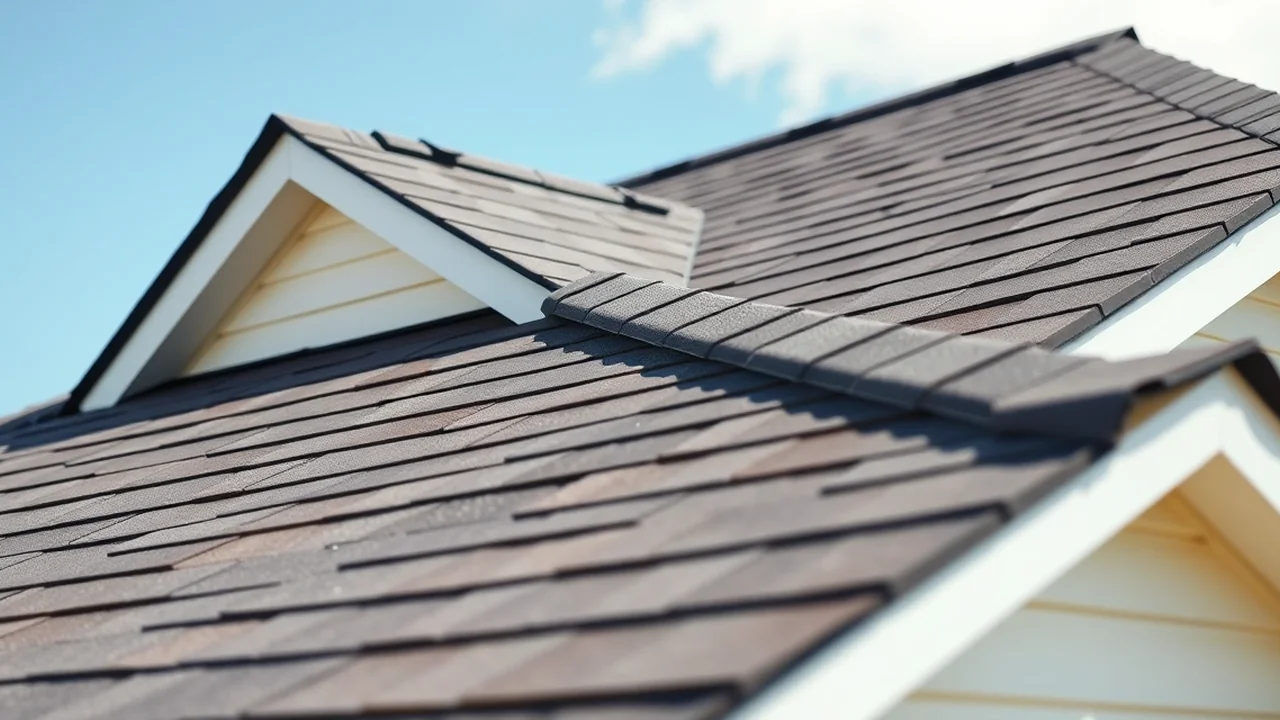 Close-up of a new roof installed in Cumberland, Indiana