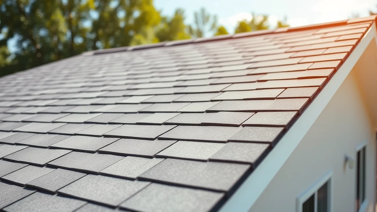 Close-up of a new roof installed in Greenfield, Indiana