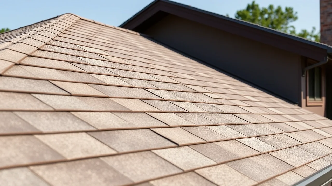 Close-up of a new roof installed in Mccordsville, Indiana