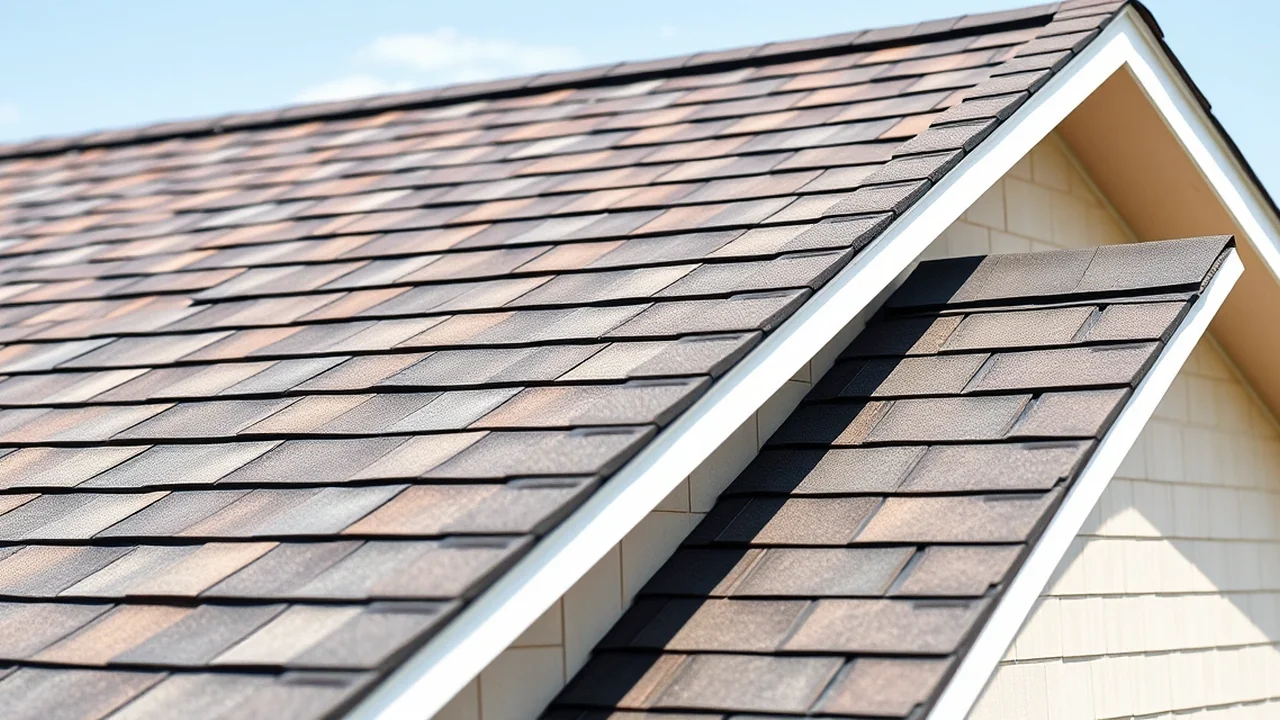 Close-up of a new roof installed in Mooresville, Indiana