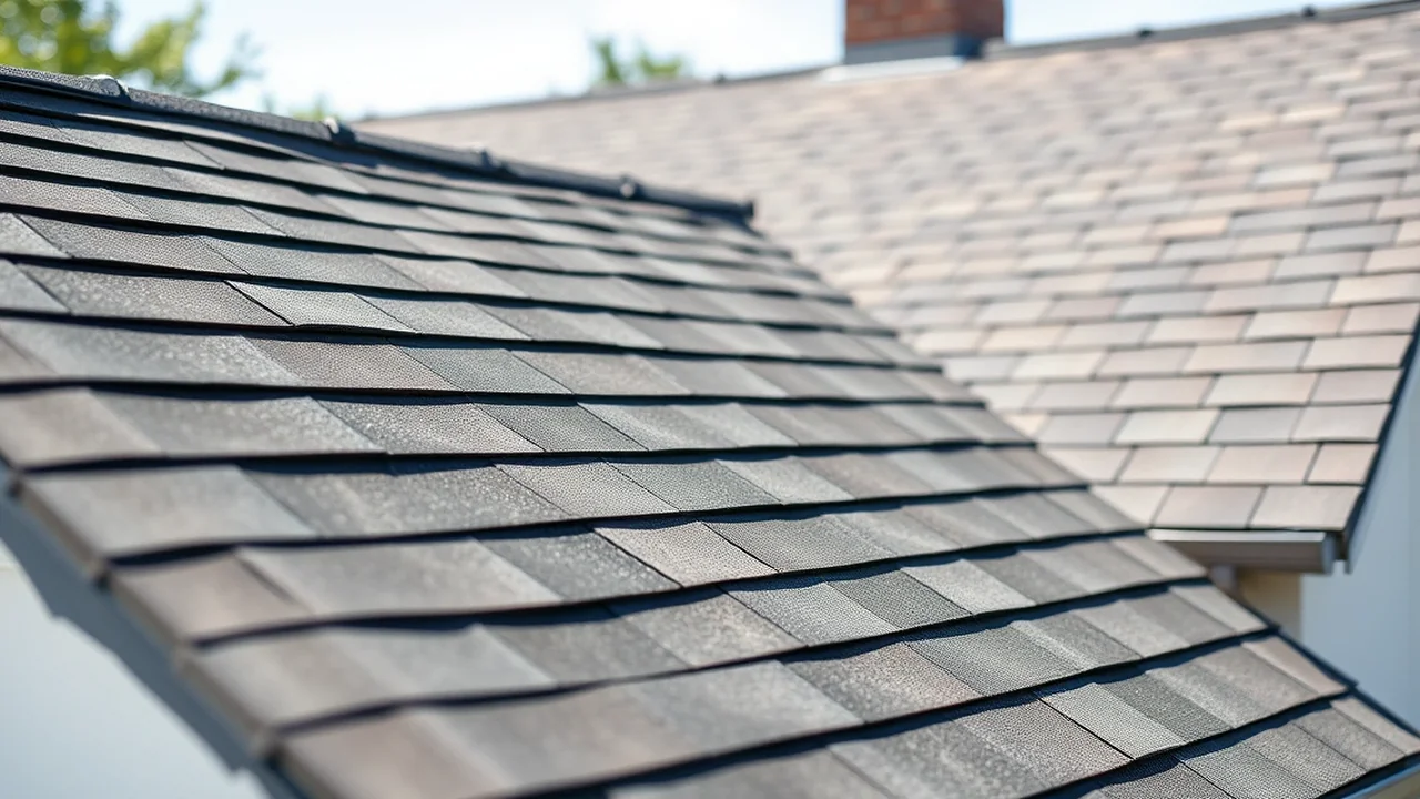 Close-up of a new roof installed in Noblesville, Indiana