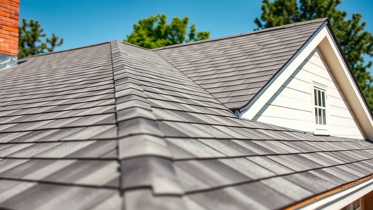 Close-up of a new roof installed in Plainfield, Indiana