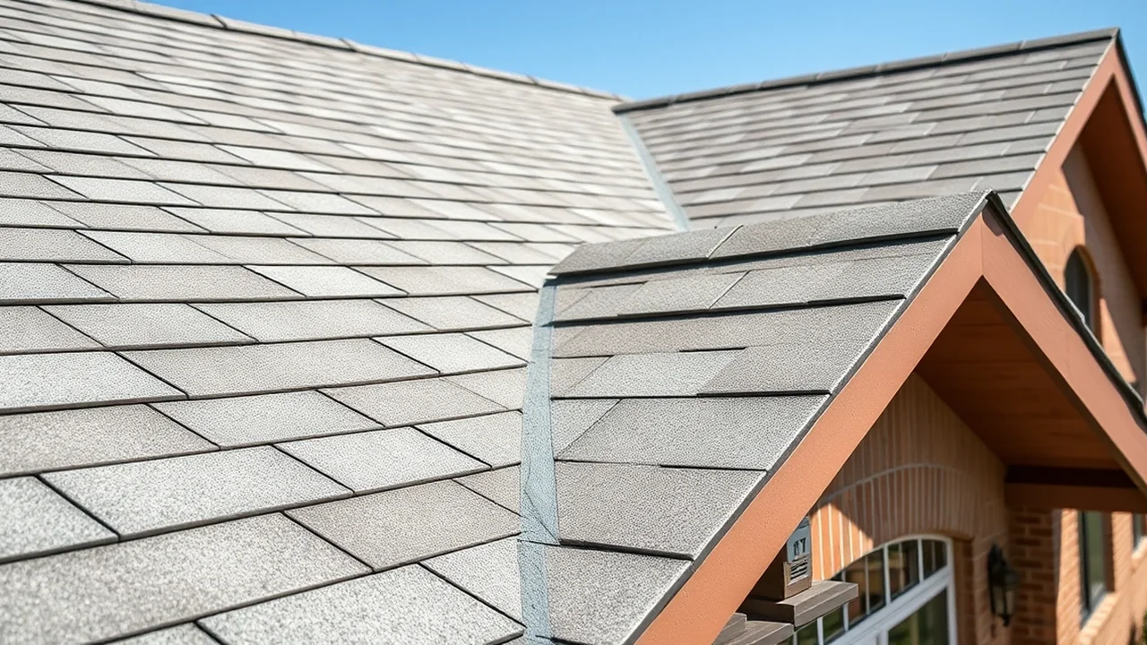 Close-up of a residential roof repair in the Indianapolis metro