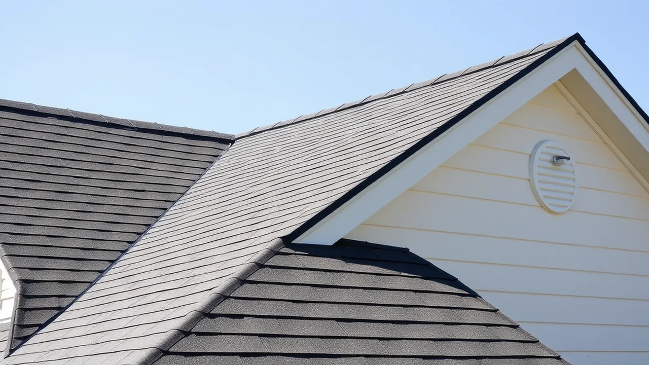 Close-up of a new roof installed in Westfield, Indiana