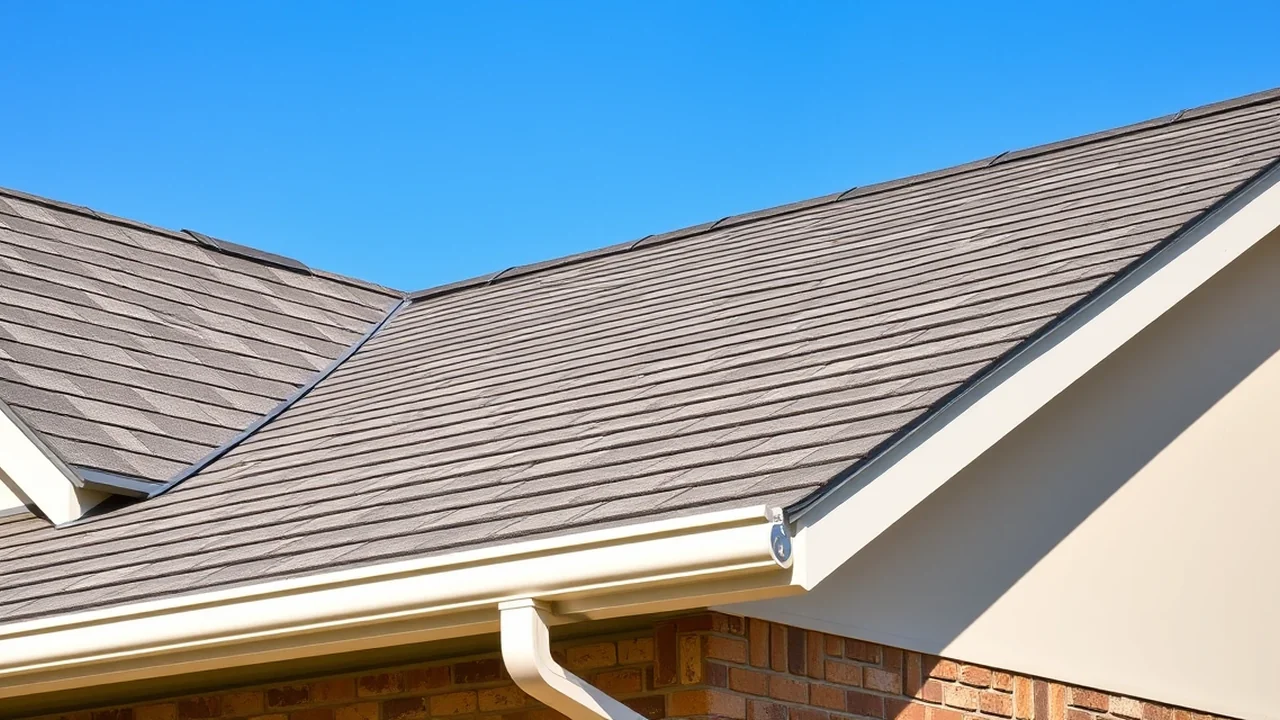 Close-up of a new roof installed in Whiteland, Indiana